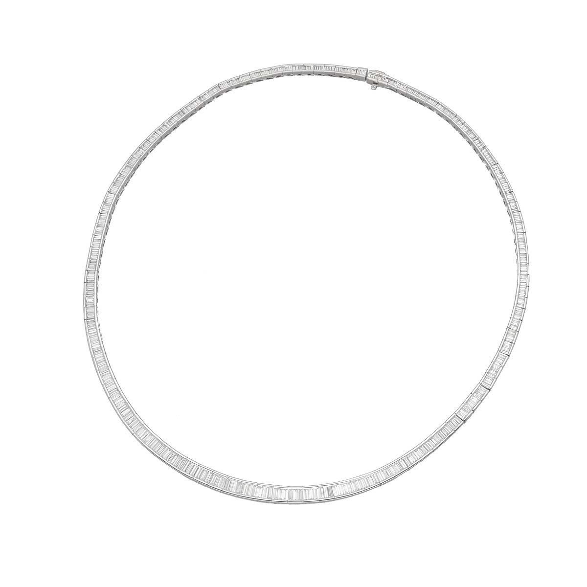 Rakuten - バゲットカットダイヤモンド(10.21ct)チョーカー ネックレス 約44cm Pt900 プラチナ 鑑別書【送料無料】【代引き手数料無料】【中古】25020153