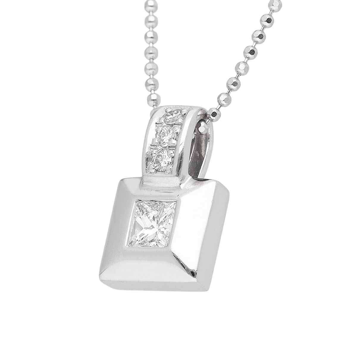 Rakuten - ダイヤモンド(0.28ct/0.05ct)ペンダント ネックレス 45cm 750 K18 WG ホワイトゴールド【送料無料】【代引き手数料無料】【中古】24050215