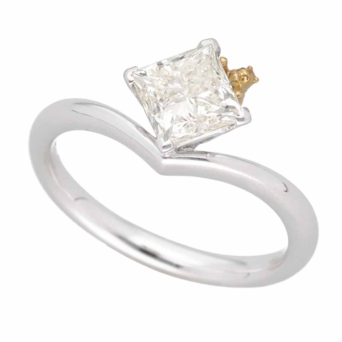 Rakuten - Disney K.UNO ディズニー ケイウノ スクエアダイヤモンド(1.01ct K-VVS2) クマのプーさん リング 750 K18 WG YG ホワイトゴールド イエローゴールド 日本サイズ約8号 #48 鑑定書【送料無料】【代引き手数料無料】指輪【中古】22130303