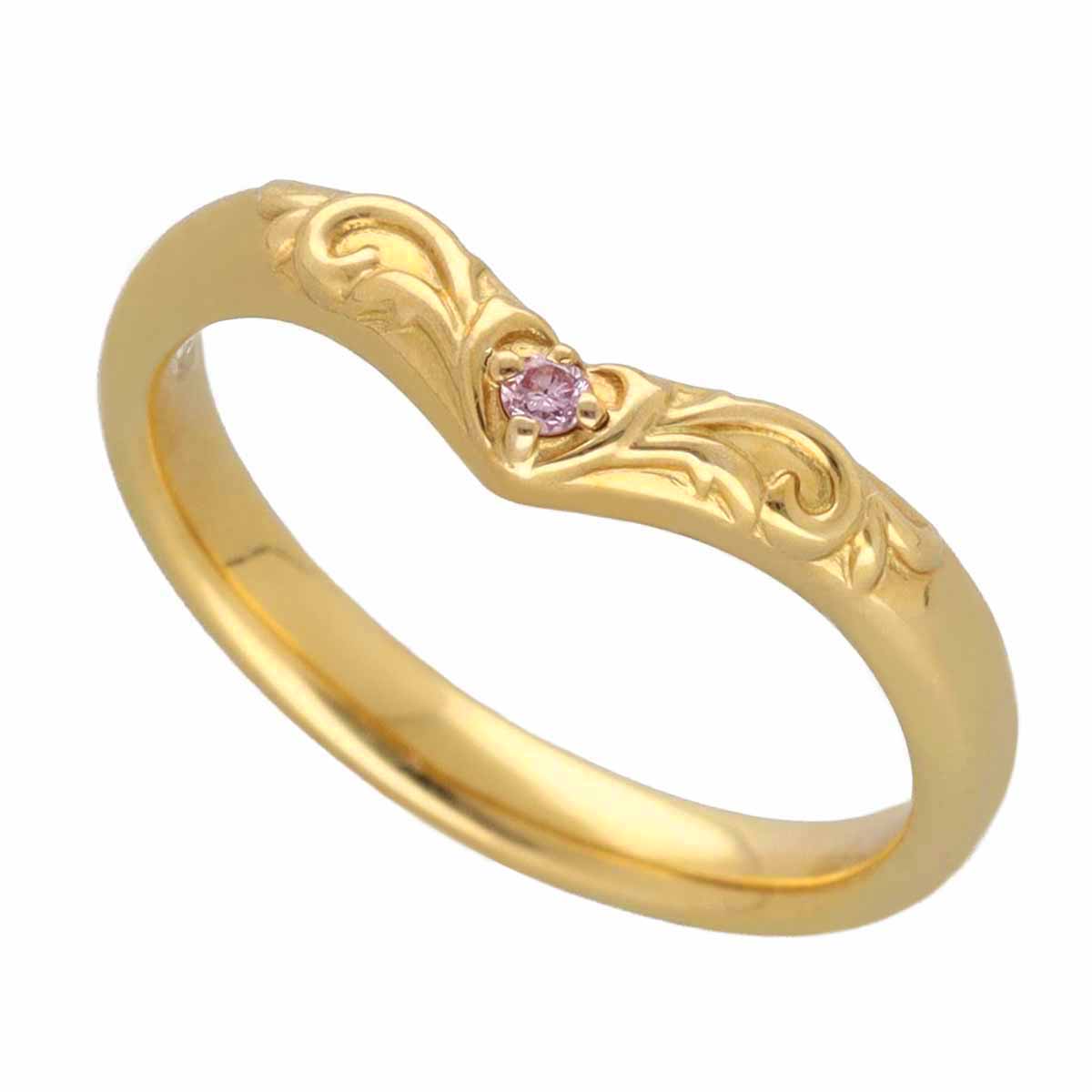 Disney K.UNO ディズニー ケイウノ 1Pピンクダイヤモンド(0.02ct) リング 750 K18 YG イエローゴールド 日本サイズ約9号 #49 鑑別書【送料無料】【代引き手数料無料】指輪【中古】24070301