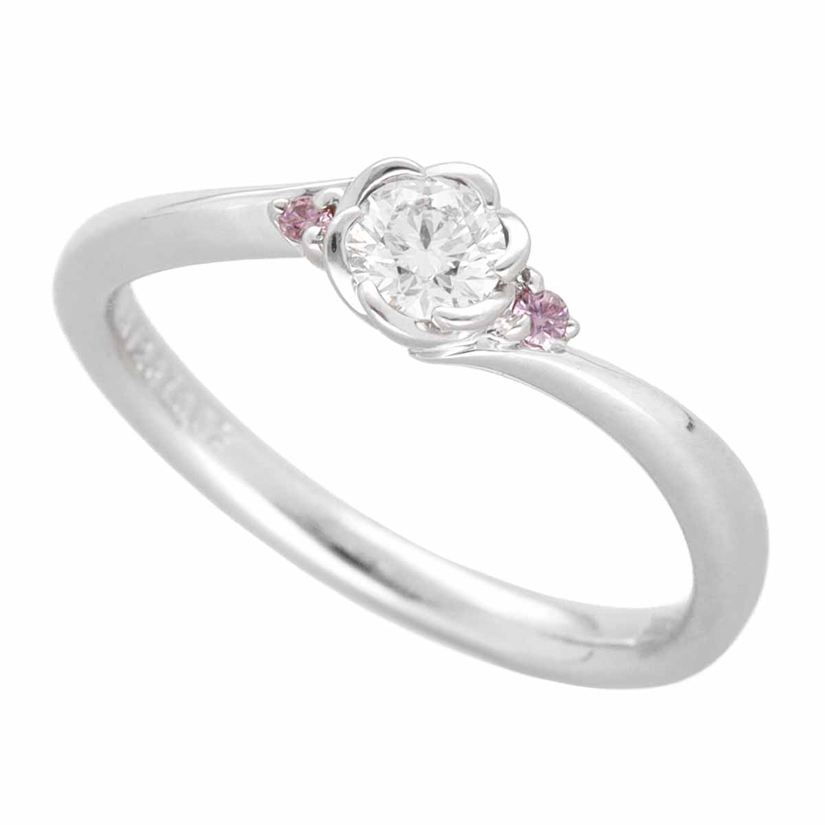 乐天商城 - TRECENTI トレセンテ フローラ ダイヤモンド(0.21ct) 2Pサイドピンクダイヤモンド(0.02ct) リング PT900 プラチナ 日本サイズ約9号 #49 鑑定書【送料無料】【代引き手数料無料】指輪 【中古】21951101