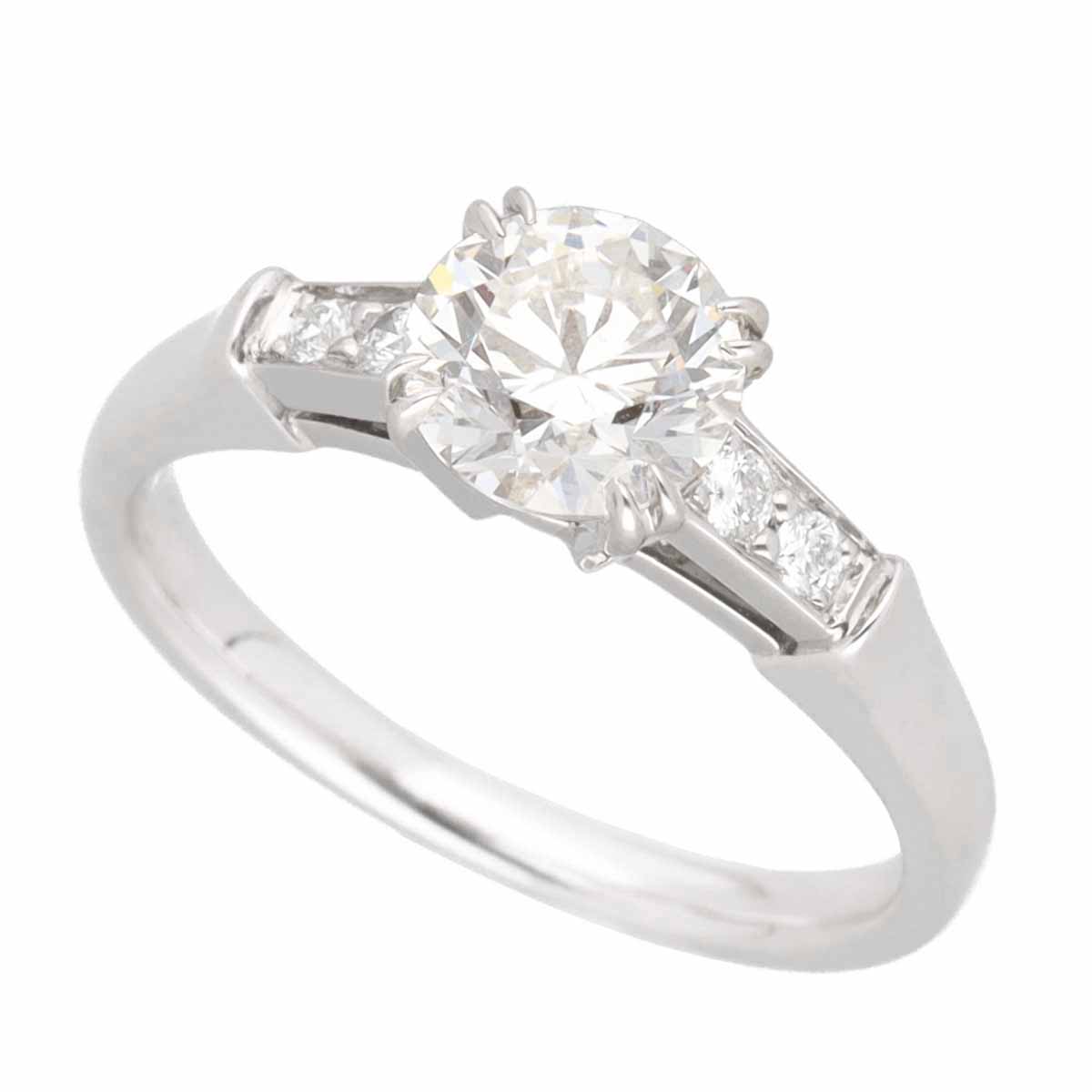 HARRY WINSTON ハリーウィンストン ダイヤ(D0.80ct F-VS1-3Ex) ラウンド トリスト リング PT950 プラチナ 日本サイズ約6.5号 #46.5 HW GIA鑑定書【送料無料】指輪 【中古】30801105