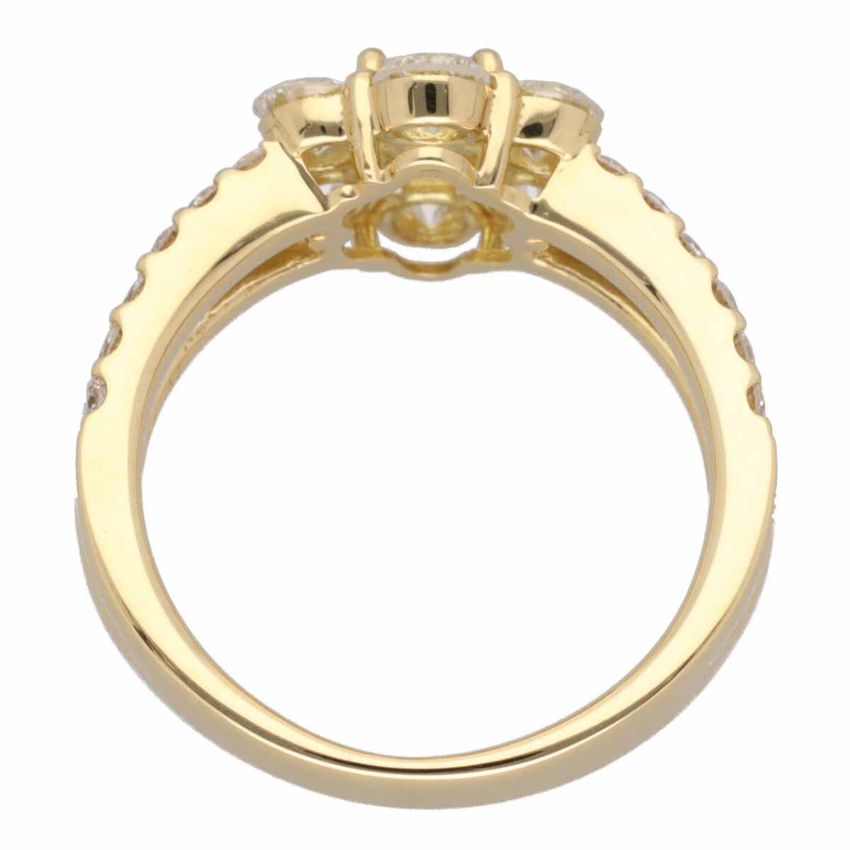 ダイヤモンド(1.21ct/0.26ct)リング 750 K18 YG イエローゴールド 日本サイズ約9号 #49 鑑別書【送料無料】【代引き手数料無料】指輪【中古】24320817