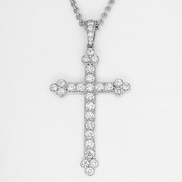 Cartier カルティエ ダイヤ クロス チェーン ペンダント ネックレス 42cm 750 K18 WG ホワイトゴールド【送料無料】【代引き手数料無料】【中古】3111020827841110
