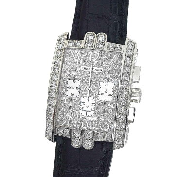 HARRY WINSTON ハリーウィンストン ダイヤモンド アヴェニュー C クロノグラフ 330/MCA 750 K18 WG ホワイトゴールド 新品ブラッククロコストラップ 自動巻き【送料無料】【代引き手数料無料】時計 レディース【中古】21020201