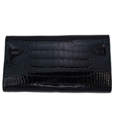 【未使用品】Hermes エルメス Kelly to go ケリー トゥーゴー ウォレット 長財布 クロコダイル アリゲーター シャイニー ブラック ノアール 黒 シルバー金具 ストラップ Y刻印 【送料無料】レディース ショルダーバッグ【代引き無料】21260401