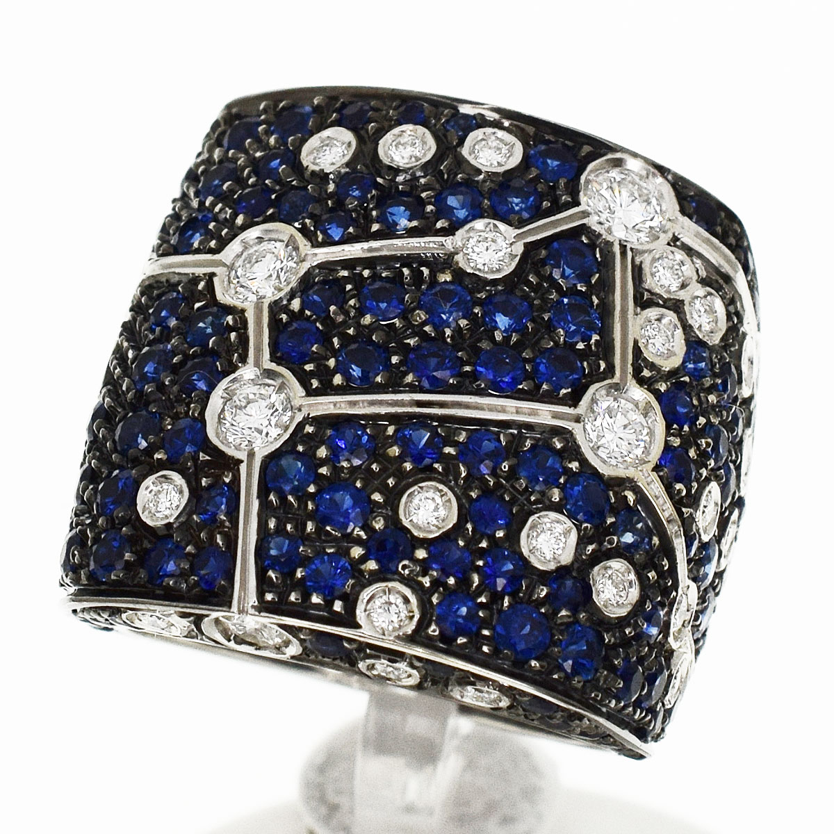 REPOSSI レポシ アストラムシリーズ ダイヤ サファイヤ 乙女座 リング 750 K18 WG ホワイトゴールド 日本サイズ約12号 #52 スター VIRGO【送料無料】おとめ座【代引き手数料無料】指輪　星座【中古】31280443