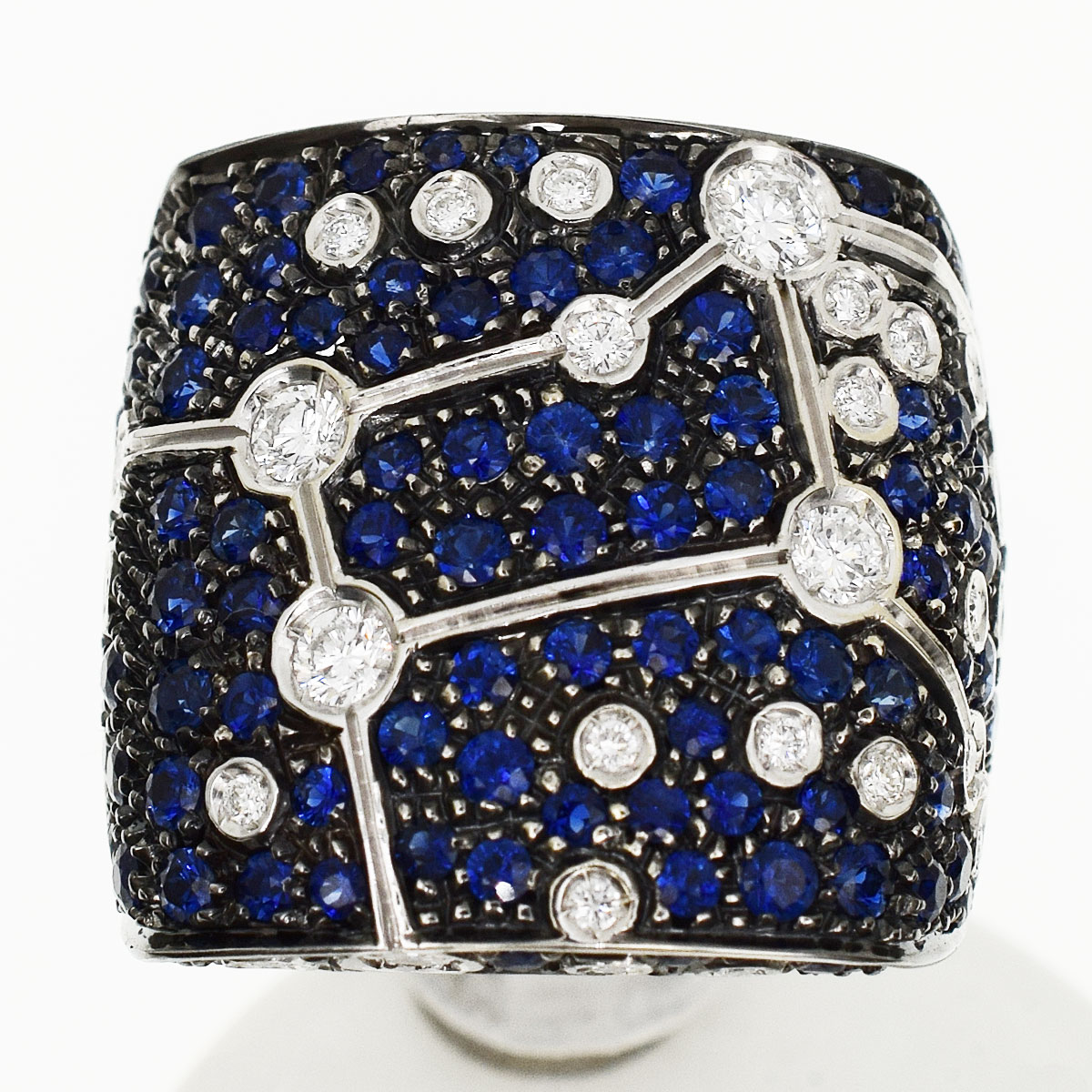 REPOSSI レポシ アストラムシリーズ ダイヤ サファイヤ 乙女座 リング 750 K18 WG ホワイトゴールド 日本サイズ約12号 #52 スター VIRGO【送料無料】おとめ座【代引き手数料無料】指輪　星座【中古】31280443