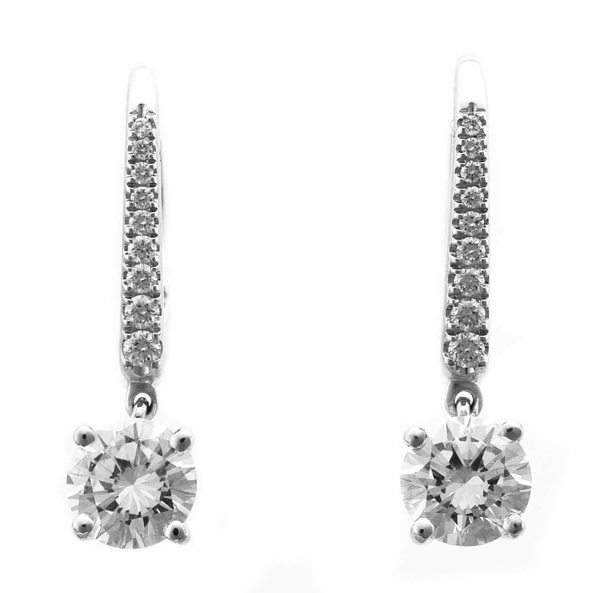 GRAFF グラフ ラウンド ダイヤモンド(0.70ct F-VVS1-VG/0.71ct F-VVS2-VG) サイドダイヤモンド(0.15ct) スタッドイヤリング 750 K18 WG ホワイトゴールド GIA鑑定書【送料無料】【代引き手数料無料】レディース ピアス【中古】21290403