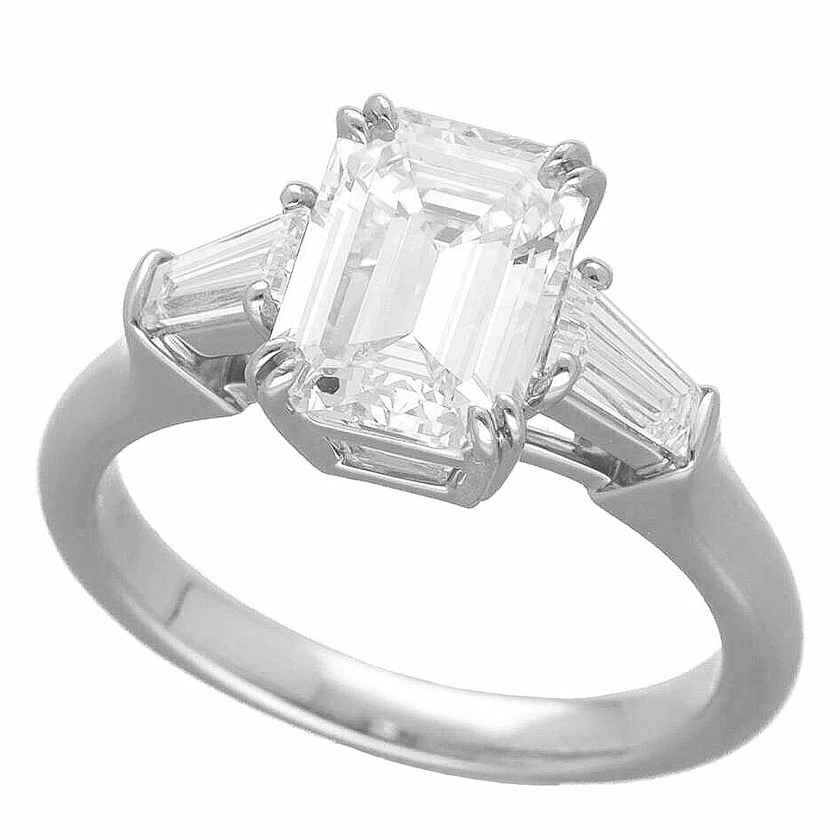 HARRY WINSTON ハリーウィンストン ダイヤモンド(1.51ct D-VVS1) エメラルドカット・クラシック・リング PT950 プラチナ 日本サイズ約6号 #46 HW GIA鑑定書【送料無料】指輪 ソリティア【中古】21560703