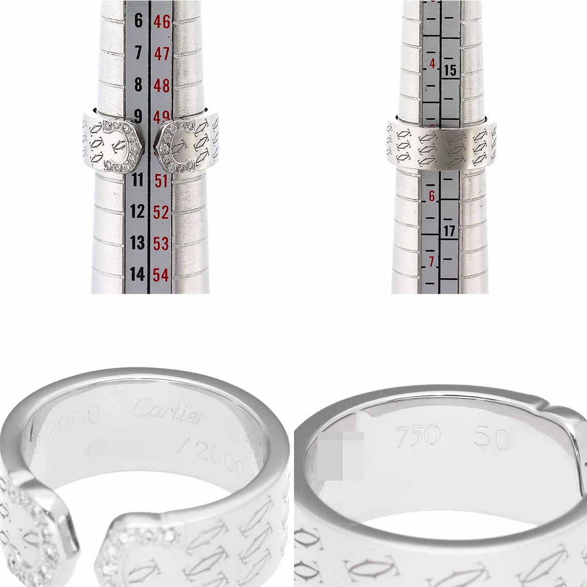2000年クリスマス限定 Cartier カルティエ 2C モノグラム ダイヤモンド リング 750...