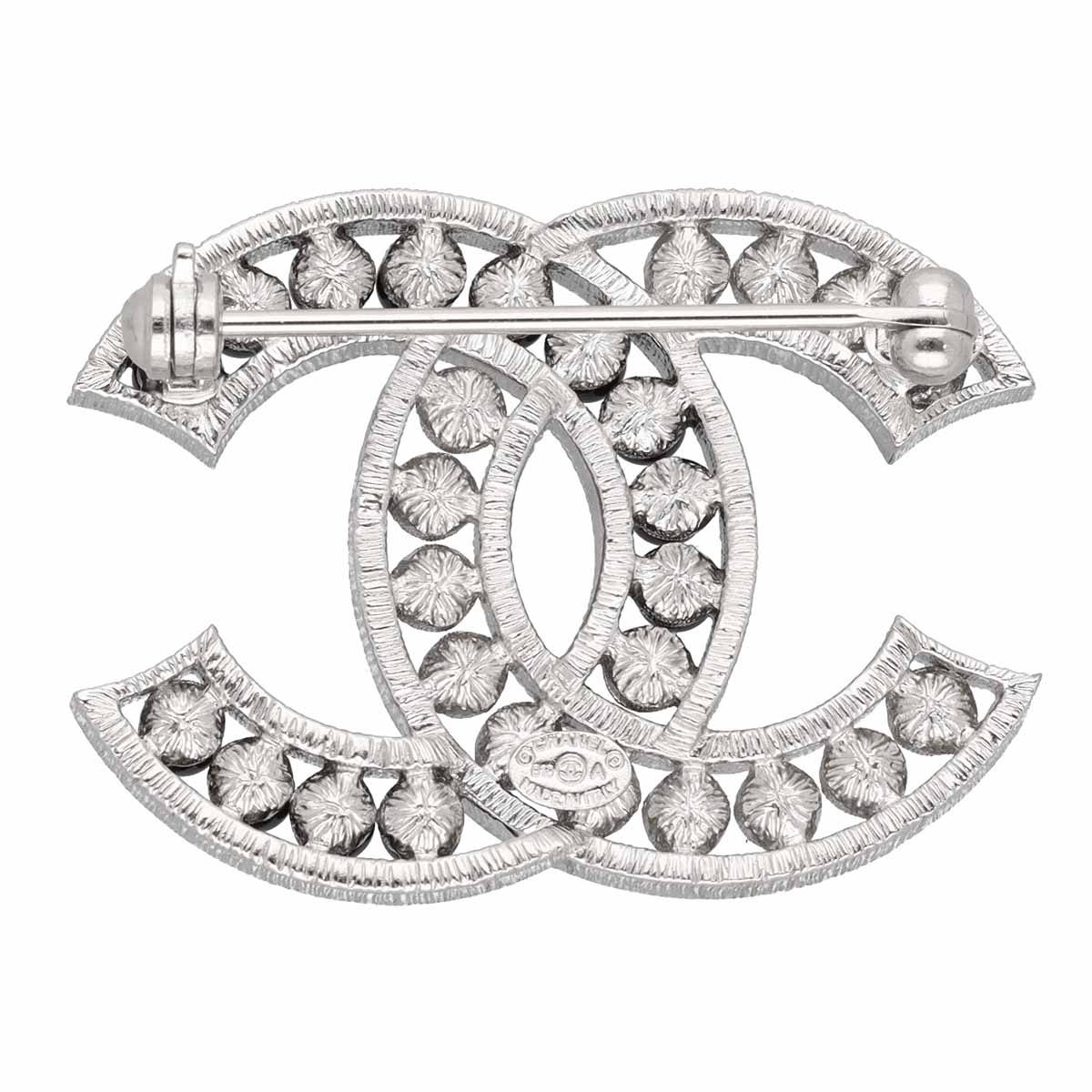 CHANEL シャネル ココマーク ロゴ ブローチ B18A ブラックストーン シルバー金具 M...