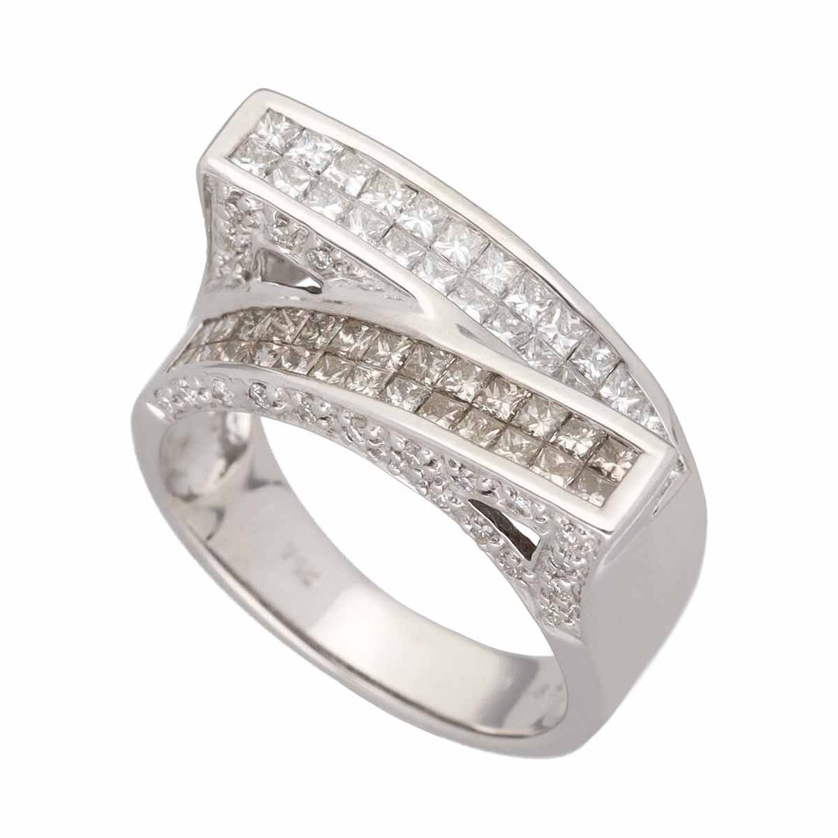 Rakuten - スクエア モディファイド ブリリアント ダイヤモンド(1.65ct) リング 750 K18 WG ホワイトゴールド 日本サイズ約13号 #53【送料無料】【代引き手数料無料】指輪【中古】25020152