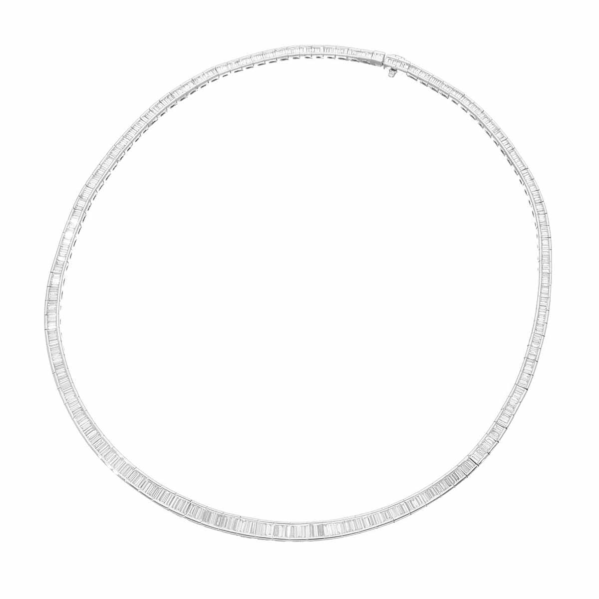 バゲットカットダイヤモンド(10.21ct)チョーカー ネックレス 約44cm Pt900 プラチナ 鑑別書【送料無料】【代引き手数料無料】【中古】250201...