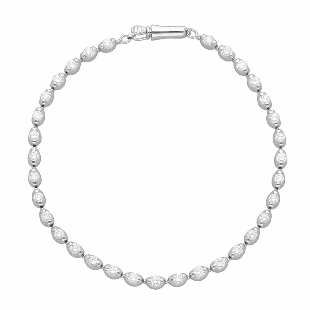 Rakuten - ダイヤモンド(1.91ct) テニス ブレスレット 19.5cm 750 K18 WG ホワイトゴールド 鑑別書【送料無料】【代引き手数料無料】バングル【中古】23480964
