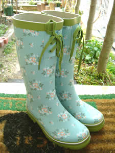 雨も作業も楽しくなりそう。Le jardiner boots（ながぐつ）　【ローズ柄】
