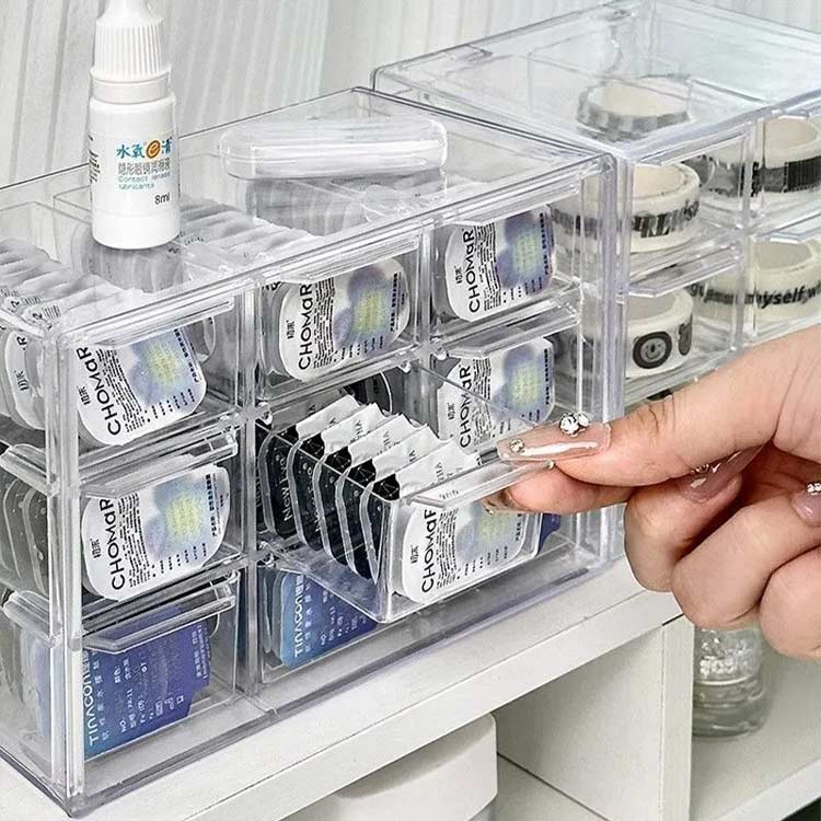 コンタクト 収納 収納ケース コンタクト収納 小物収納 仕切り 卓上 引き出し アクリル 透明 クリア マ..