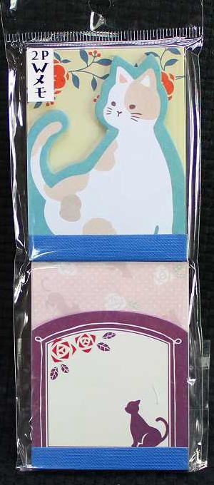 和柄2Pダブルメモねこ便箋ひとこと箋ひとふで箋一筆箋