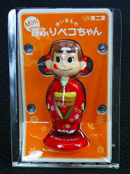 ミニ首ふりペコちゃんきもの 赤【未使用】不二家 ペコちゃん ポコちゃんペコポコ ミルキー人形 首振り