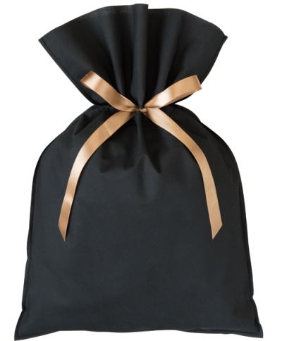 リボン付き巾着バッグブラックW380×H570mmギフトバッグ 袋 プレゼント ラッピング