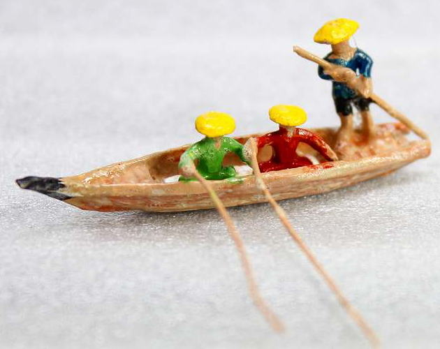 三人釣り舟高級盆景 添景箱庭 ジオラマ