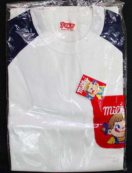 ペコちゃんTシャツ 青【未使用】不二家 ペコちゃん ポコちゃんペコポコ ミルキー