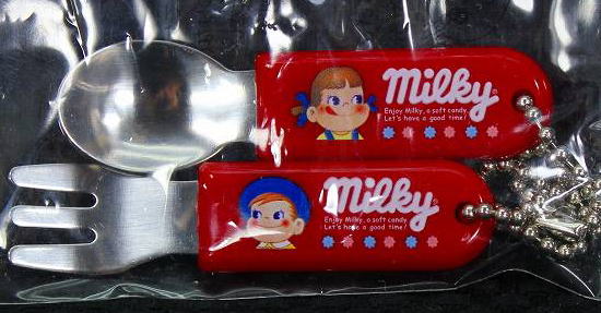 ペコちゃんのミニ雑貨6番スプーン・フォークセット【未開封】不二家 ペコちゃん ポコちゃんペコポコ ミルキーのサムネイル