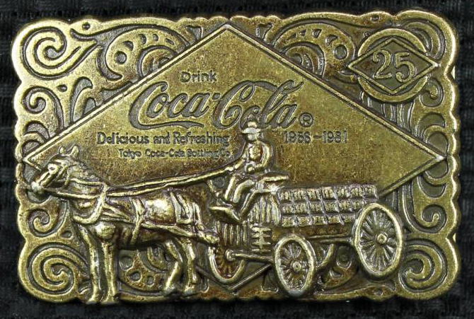コカ・コーラ25thアニバーサリーアンティークバックル1981年【未使用】