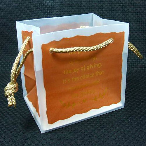 フロストキューブバッグ・ブラウン120mmx120mmx90mmギフトバッグ 袋 プレゼント ラッピング