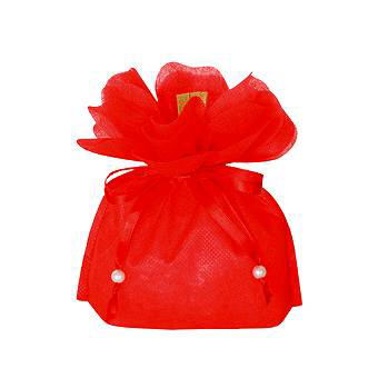 お花バッグ・レッド170mmx180mmx60mmギフトバッグ 袋 プレゼント ラッピング