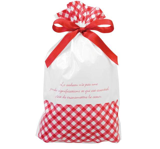 ギンガムチェックリボン付PEギフトバッグ230mm×340mmギフトバッグ 袋 プレゼント ラッピング