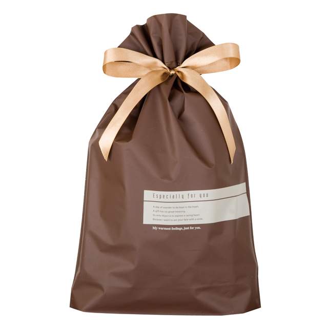 スタイルリボン付PEギフトバッグブラウン230mm×340mmギフトバッグ 袋 プレゼント ラッピング