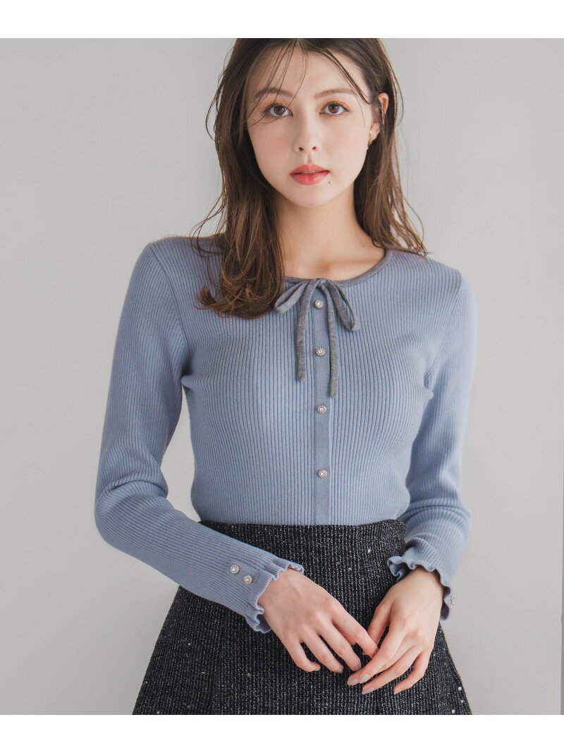 MM548309 フリル袖配色リボンニット MISCH MASCH ミッシュマッシュ トップス ニット ブルー【送料無料】[Rakuten Fashion]のサムネイル