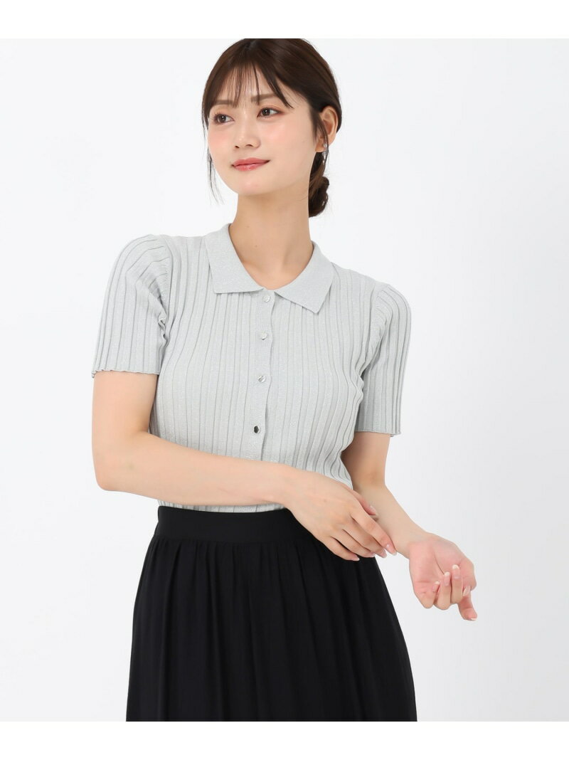 2025春夏新作 ポロ衿半袖リブニット MISCH MASCH ミッシュマッシュ トップス ニット ホワイト シルバー ブラック【送料無料】[Rakuten Fashion]のサムネイル