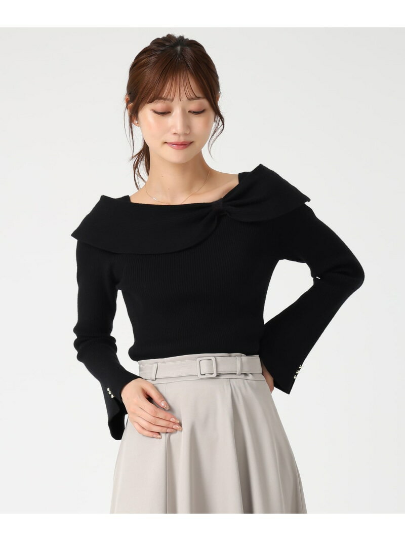 【SALE／25%OFF】MM548306 アシメリボン2wayフレア袖ニット MISCH MASCH ミッシュマッシュ トップス ニット ホワイト パープル ブラウン ブラック【RBA_E】【送料無料】[Rakuten Fashion]のサムネイル