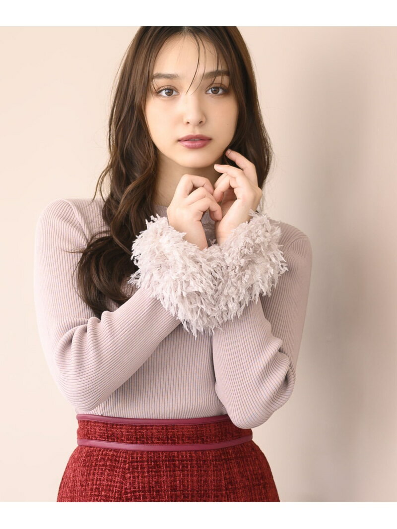 【2024秋冬新作】フェザー袖リブニット/MM438309 MISCH MASCH ミッシュマッシュ トップス ニット ピンク ホワイト グレー【先行予約】*【送料無料】[Rakuten Fashion]のサムネイル