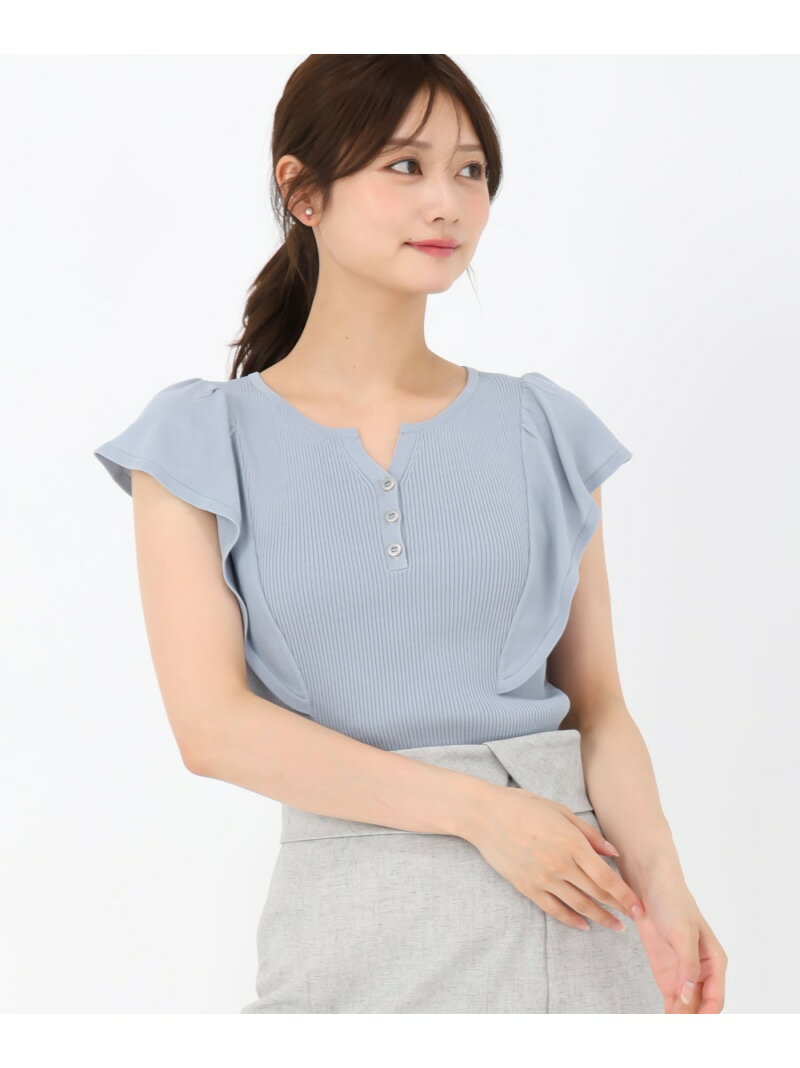 2025春夏新作 キーネックシアーフレア袖ニット MISCH MASCH ミッシュマッシュ トップス ニット ブラウン ホワイト ブルー ブラック【送料無料】[Rakuten Fashion]のサムネイル