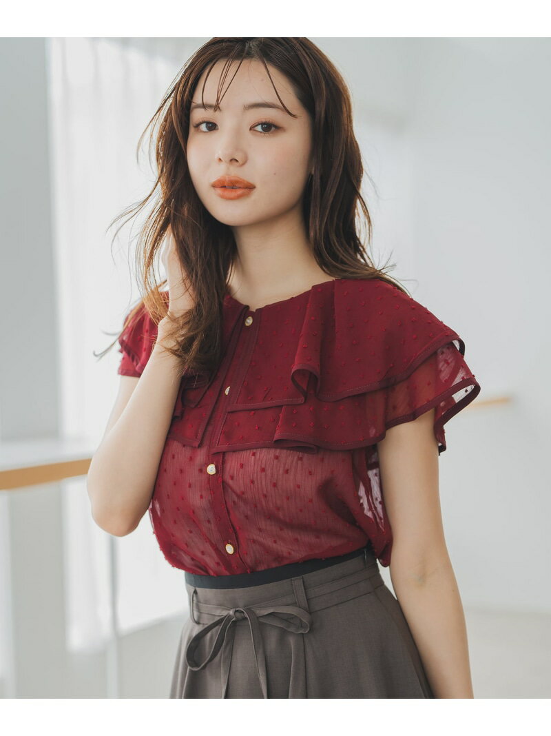 MM538101 ドビードットトリミングブラウス MISCH MASCH ミッシュマッシュ トップス シャツ・ブラウス ブラック ホワイト レッド【送料無料】[Rakuten Fashion]のサムネイル