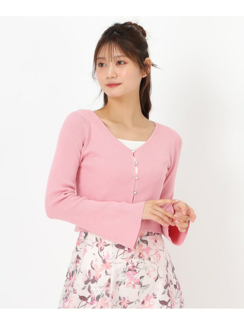 2025春夏新作 フレア袖Vネックリブカーディガン/MM518403 MISCH MASCH ミッシュマッシュ トップス カーディガン ホワイト ピンク ブラック【送料無料】[Rakuten Fashion]のサムネイル