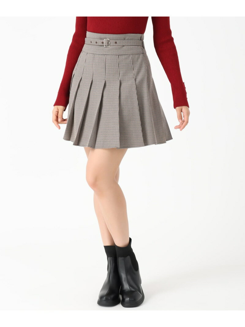 MM537211 ベルト付きタックミニスカート MISCH MASCH ミッシュマッシュ スカート その他のスカート ブラウン グレー【送料無料】[Rakuten Fashion]のサムネイル