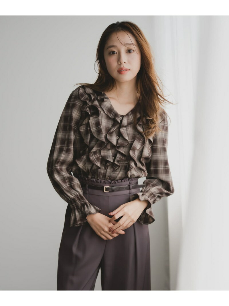 MM548106 チェック柄フリルレイヤードブラウス MISCH MASCH ミッシュマッシュ トップス シャツ・ブラウス ホワイト ブラウン ブラック【送料無料】[Rakuten Fashion]のサムネイル