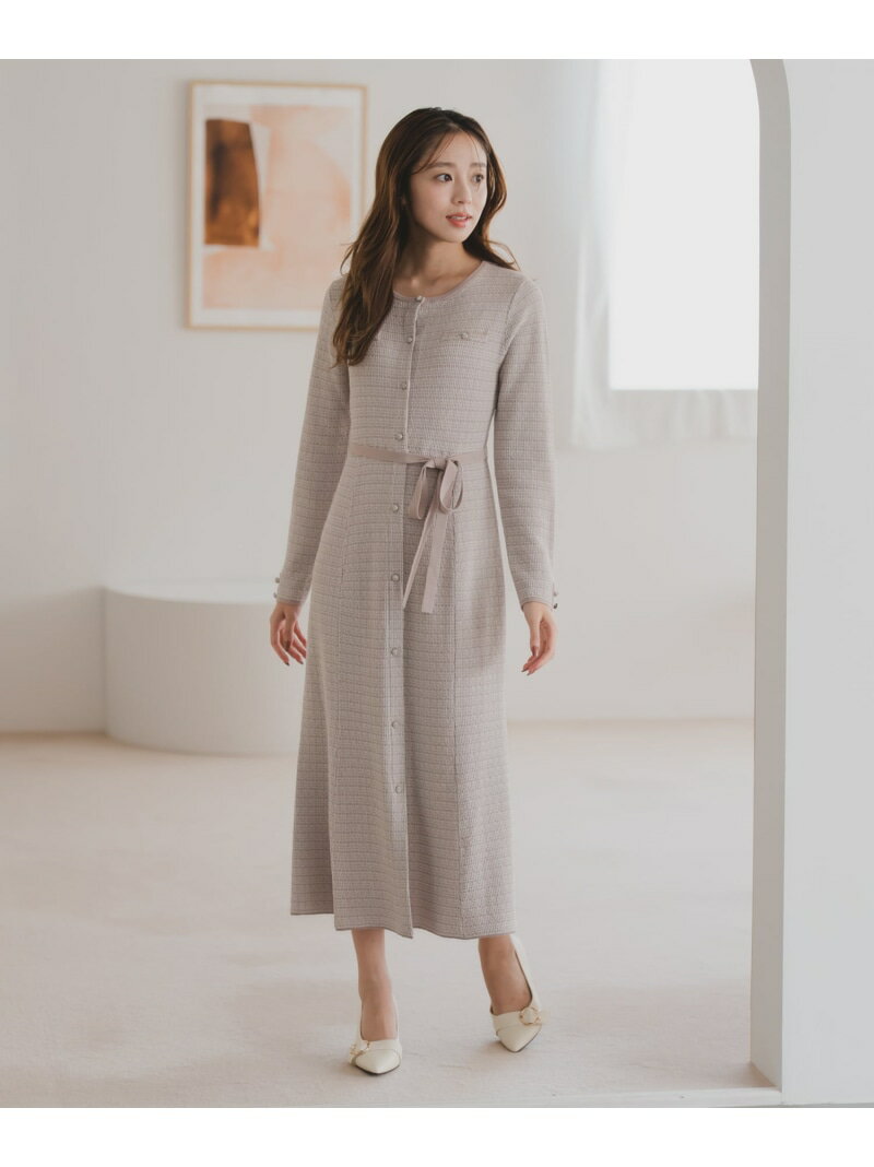 MM547403 ツイードマーメイドニットワンピース MISCH MASCH ミッシュマッシュ ワンピース・ドレス ワンピース ベージュ ブラック グレー【送料無料】[Rakuten Fashion]のサムネイル