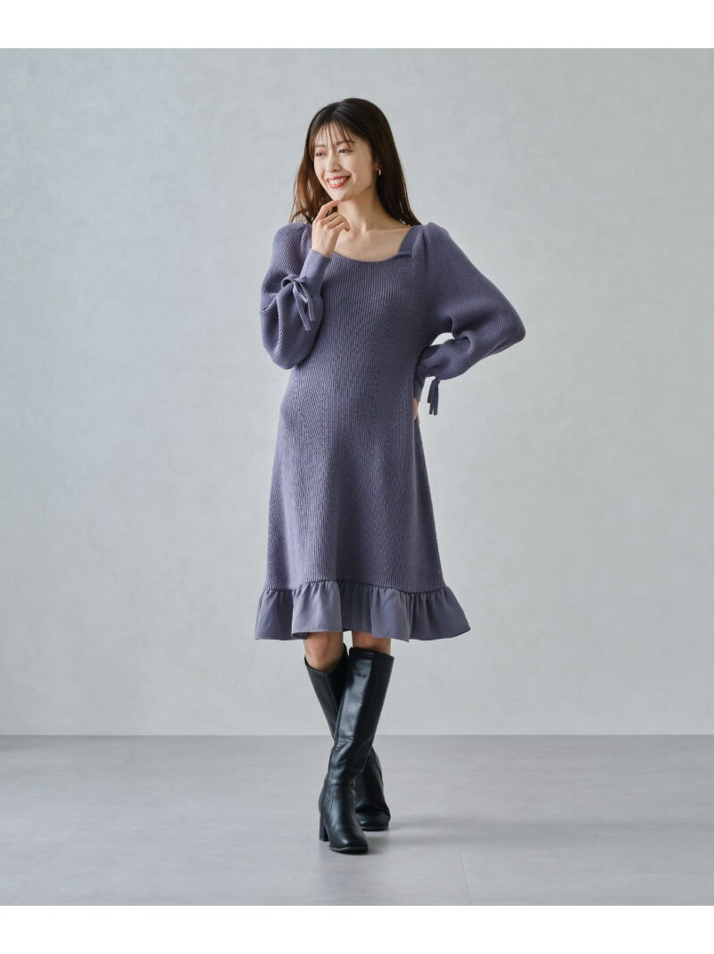 【2024秋冬新作】裾フリルミニニットワンピース/MM447417 MISCH MASCH ミッシュマッシュ ワンピース・ドレス ワンピース ブルー ブラック ホワイト【送料無料】[Rakuten Fashion]