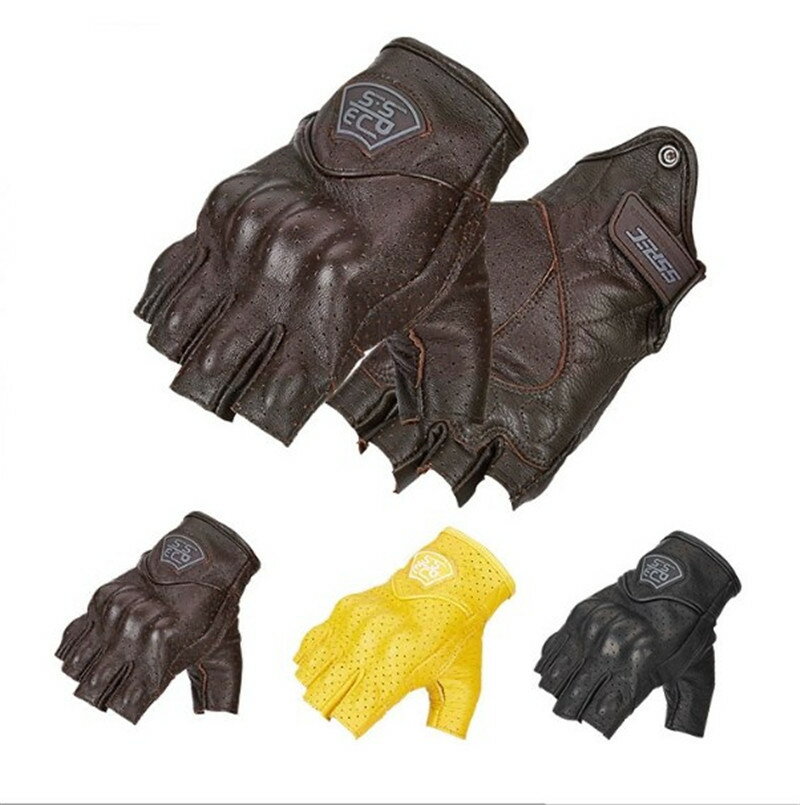 バイクグローブ　レザーグローブ　本革　羊革　パンチング　バイク用手袋　半指　指切り　自転車用　サイクルグローブ　春夏　メンズ