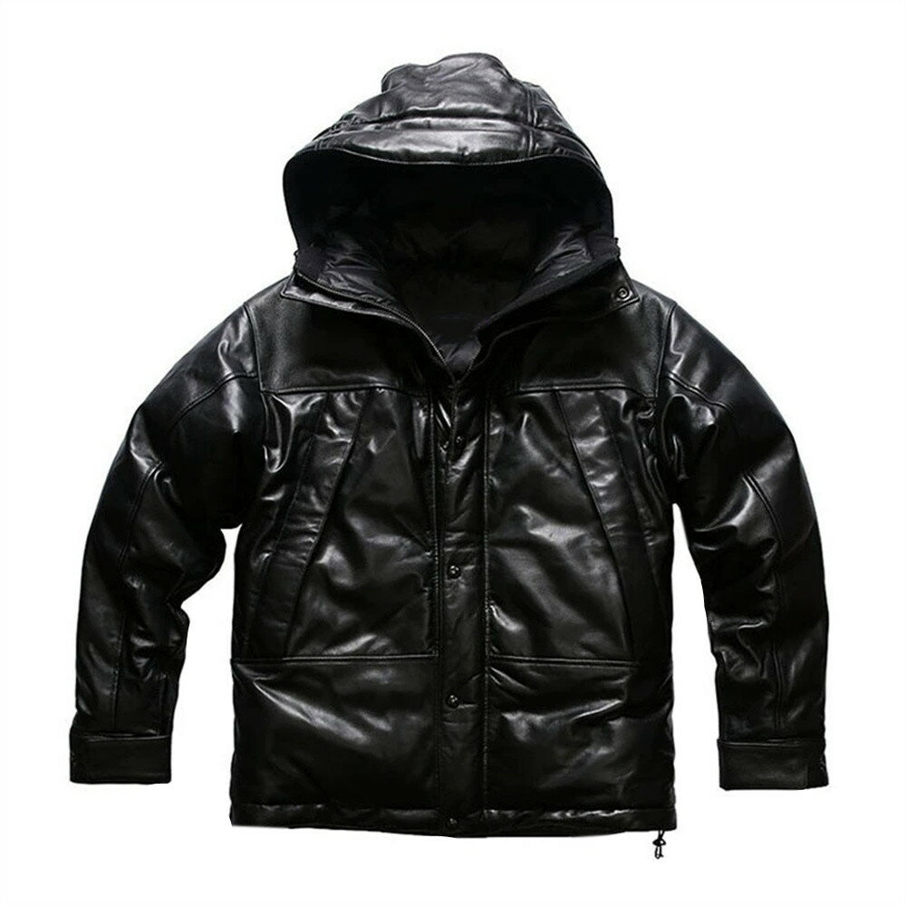 レザーダウントフード付きレザーダウ...