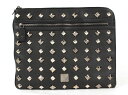 【美品】エムシーエム MCM クラッチバッグ スタッズ付き 黒×シルバー 01035【中古】