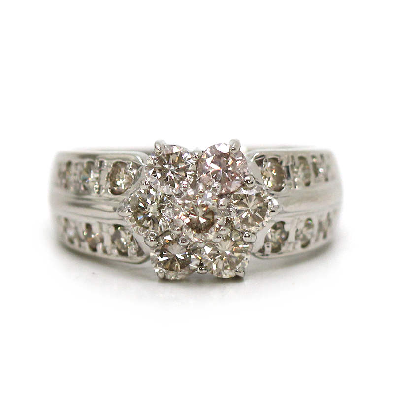 ダイヤモンド リング 1.50ct プラチナ Pt900 11号 指輪 フラワー 花 00748【中古】