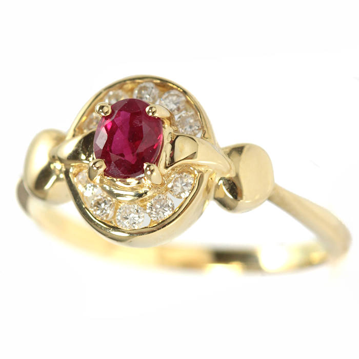 K18 指輪 ルビー リング 0.45ct ダイヤモンド 0.17ct 13号 ソーティング付 18金 ゴールド 21402 【中古】