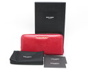 SAINT LAURENT サンローラン ラウンドジップ長財布 パテント エナメル レザー 340841BWF1J 赤 93518【中古】(4)