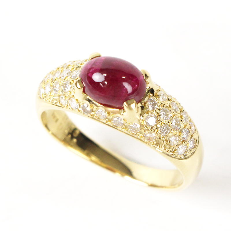 【中古】K18YGルビーリング18...